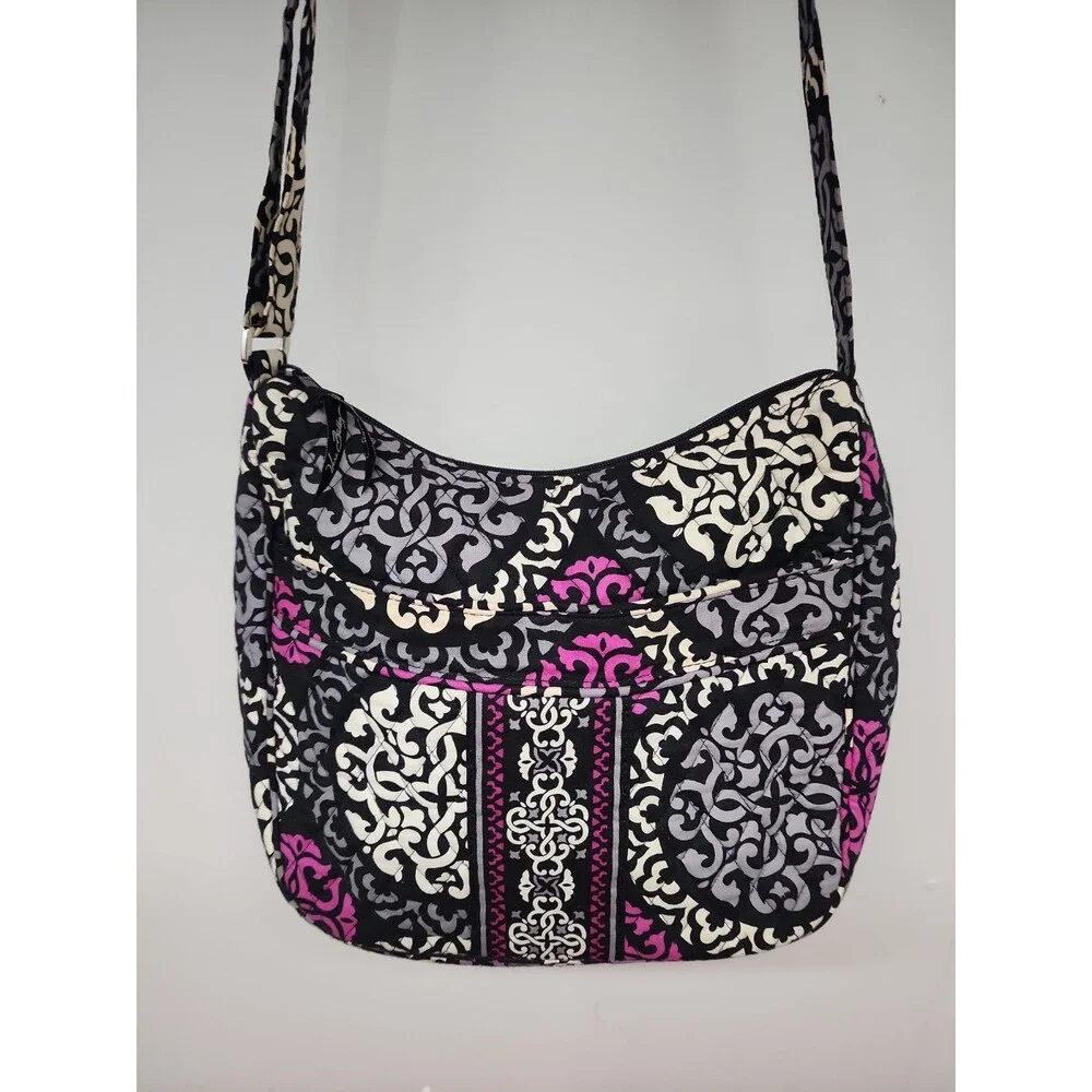 Vera Bradley Crossbody Bag  Canterbury Magenta Top Zip Adjustable Strap Retired